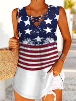 Women Casual Plain Summer Vacation Loose Jersey Sleeveless Regular Regular Tank Tops