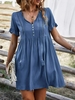 Women Casual Plain Summer Viscose V neck No Elasticity Daily Short Sleeve Regular Dresses