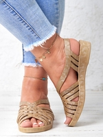 Women Casual Plain Summer Wearable Flat Heel Round Toe PINS Style Strappy Sandals PVC Strappy Sandals