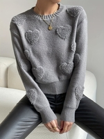Women Casual Plain Winter Acrylic Heavyweight Daily Long Sleeve Crew Neck Regular Sweaters