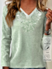 Women Casual Plain Winter Beaded Acrylic Loose Long Sleeve Regular H-Line Shirts