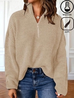 Women Casual Plain Winter Daily Loose Warmth Long Sleeve Wool/Knitting H-Line Sweaters
