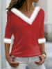 Women Casual Plain Winter Feather-trimmed Micro-Elasticity Daily Jersey Regular H-Line T-shirt