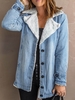 Women Casual Plain Winter Heavyweight Daily Loose Long sleeve Regular H-Line Denim Jacket