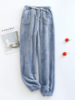Women Casual Plain Winter Heavyweight Elastic Band Straight pants Fluff/Granular fleece fabric Long H-Line Casual Pants