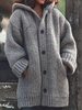 Women Casual Plain Winter Heavyweight Micro-Elasticity Loose Standard Mid-long H-Line Cardigans