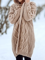 Women Casual Plain Winter Hoodie Natural Daily Loose H-Line Medium Elasticity Sweater coat