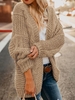 Women Casual Plain Winter Knitted Natural Heavyweight Micro-Elasticity Standard Long sleeve Sweater coat