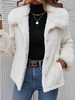 Women Casual Plain Winter Loose Standard Long sleeve Regular H-Line Buckle Teddy Jacket