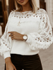 Women Casual Plain Winter Micro-Elasticity Daily Lace Crew Neck Regular Thicken Sweaters