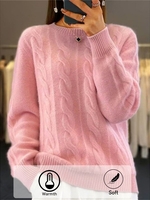 Women Casual Plain Winter Micro-Elasticity Daily Loose Warmth Regular H-Line Sweaters