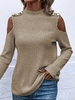Women Casual Plain Winter Micro-Elasticity Hollow out Long sleeve Regular Regular Half Turtleneck T-shirt