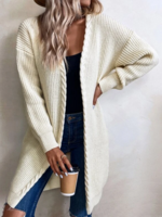 Women Casual Plain Winter Natural Long sleeve Yarn/Wool yarn Regular H-Line Regular Sweater coat