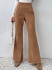Women Casual Plain Winter Natural Micro-Elasticity Corduroy Bell-Bottomtrousers Long A-Line Casual Pants
