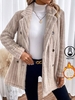 Women Casual Plain Winter No Elasticity Loose Standard Shawl Collar Fluff/Granular fleece fabric H-Line Teddy Jackets