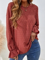 Women Casual Plain Winter Polyester Heavyweight Micro-Elasticity Crew Neck Regular H-Line Tops