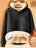 Women Casual Plain Winter Polyester Hoodie Micro-Elasticity Daily H-Line Fleece Hoodies