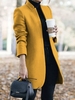 Women Casual Plain Winter Polyester No Elasticity Daily Loose H-Line Regular Coats