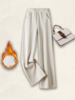 Women Casual Plain Winter Polyester Split Joint Micro-Elasticity Daily Wide leg pants X-Line Pants