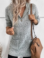 Women Casual Plain Winter V neck Loose Standard Long sleeve Mid-long Regular Tunic Sweater Knit Jumper