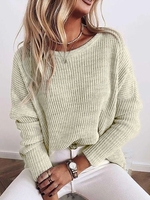 Women Casual Solid Autumn Acrylic Micro-Elasticity Fit Regular H-Line Regular Sweaters