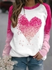 Women Casual Spring Heart/Cordate Loose Long sleeve Crew Neck Valentine&0s Day H-Line Regular Sweatshirts