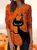 Women Casual Spring/Fall Animal Picture Jersey Halloween Regular Regular Medium Elasticity NL T-shirts