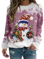Women Casual Spring/Fall Christmas Jersey Long Sleeve Crew Neck Regular H-Line Regular Sweatshirts