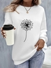 Women Casual Spring/Fall Dandelion Micro-Elasticity Daily Loose Standard Long Sleeve Regular Sweatshirts
