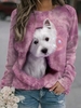 Women Casual Spring/Fall Dog Micro-Elasticity Daily Loose Long Sleeve Crew Neck Regular Sweatshirts