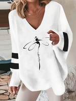 Women Casual Spring/Fall Dragonfly Loose Standard Long sleeve H-Line Regular PEC Sweatshirts