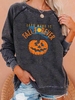 Women Casual Spring/Fall Halloween (pumpkin) Polyester Micro-Elasticity Holiday Crew Neck Regular Regular Sweatshirts