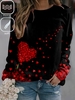 Women Casual Spring/Fall Heart/Cordate Polyester Micro-Elasticity Daily Loose Long Sleeve Regular Sweatshirts