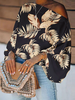 Women Casual Spring/Fall Leaf Polyester Micro-Elasticity Daily Loose Long Sleeve Regular Shirts