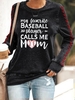 Women Casual Spring/Fall Letter Pattern Cotton Micro-Elasticity Regular Fit Long Sleeve Crew Neck H-Line T-shirts