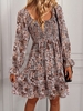 Women Casual Spring/Fall Small Floral Natural Daily Loose Long Sleeve Crew Neck Regular Dresses