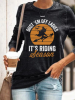 Women Casual Spring/Fall Text Letters Daily Regular Fit Halloween Long Sleeve Crew Neck Regular Sweatshirts