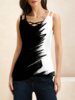 Women Casual Summer Black And White Colorblock Cotton Daily Loose Sleeveless Regular Regular Tank Tops