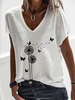Women Casual Summer Dandelion Micro-Elasticity Daily Loose Jersey H-Line Regular T-shirts