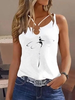 Women Casual Summer Dragonfly Metal Daily Sleeveless Regular H-Line Regular Tank Tops