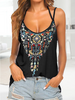 Women Casual Summer Embroidery Patterns Spaghetti Vacation Loose Jersey Gallus Regular Tanks & Camis