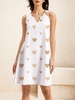 Women Casual Summer Heart/Cordate Cotton Natural Vacation Short Notched Valentine&0s Day Dresses