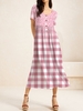 Women Casual Summer Plaid Natural Loose Maxi X-Line Regular No Dresses