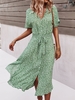 Women Casual Summer Small Floral No Elasticity Daily Loose Short Sleeve H-Line Regular Dresses