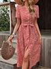 Women Casual Summer Small Floral No Elasticity Daily Regular Fit Midi Mid Waist A-Line Dresses