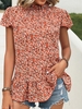 Women Casual Summer Small Floral No Elasticity Loose Short Sleeve Regular H-Line Regular Shirts