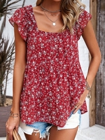Women Casual Summer Small Floral Polyester No Elasticity Daily Loose Regular Regular Shirts