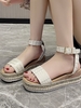 Women Casual Summer Snakeskin Block Heel Open-Top PU Pu Rubber Strappy Sandals Strappy Sandals