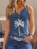 Women Casual Summer Tropical Printing Micro-Elasticity Daily Loose Jersey H-Line Tank Tops