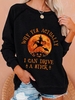Women Casual Text Letters Autumn Micro-Elasticity Daily Loose Jersey H-Line Regular Tunic Sweatshirts